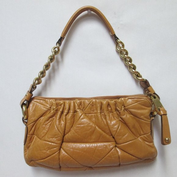 Marc Jacobs Camila camel Leather quilted patchwork shoulder bag purse Italy zip - Picture 2 of 14